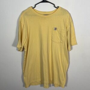 Carhartt Mens XL Relaxed Fit Yellow Pocket‎ T Shirt Short Sleeve Tee